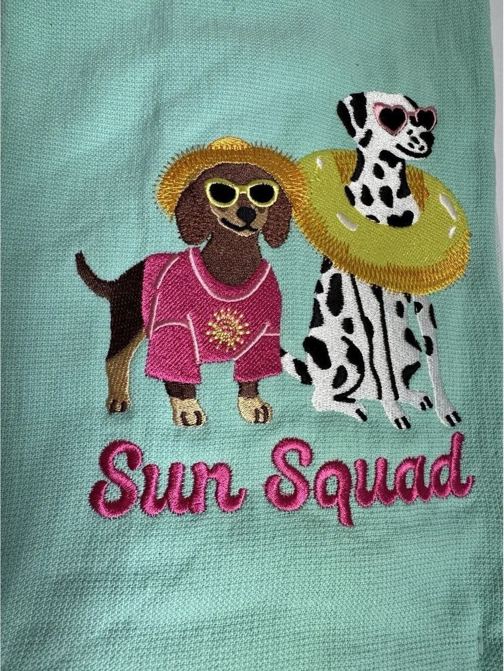 Sun Squad Dogs In Hat Floaty Sunglasses - Set of 2 18 X28 Kitchen Towels NWT